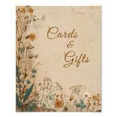 Beige Border Rustic Boho Wildblume Wedding Sign Fotodruck (Vorne)