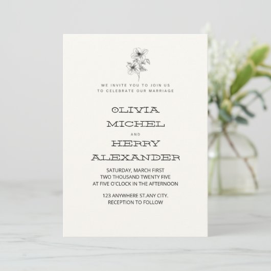 BEIGE BOTANIC CLASSY INVITATION EINLADUNG (Stehend Vorderseite)