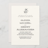 BEIGE BOTANIC CLASSY INVITATION EINLADUNG (Vorne/Hinten)