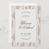 Beige Botanical Boho Wedding Invitation Einladung (Vorne/Hinten)