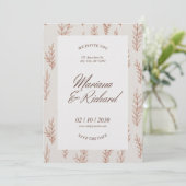Beige Botanical Boho Wedding Invitation Einladung (Stehend Vorderseite)