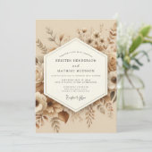 Beige Botanical Romantic Wedding Einladung (Stehend Vorderseite)