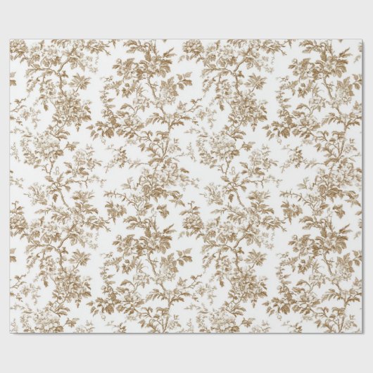 Beige Botanische Blumengebinde Geschenkpapier (Flach)