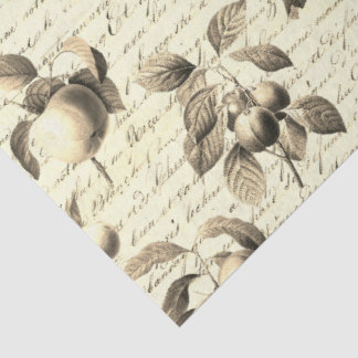 Beige Botanische Vintage-Früchte mit Schrift Seidenpapier