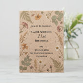 Beige Botanischer Meilenstein-Geburtstag Einladung (Stehend Vorderseite)