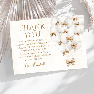 Beige Bow Balloons Girl Geburtstag Danke Karte