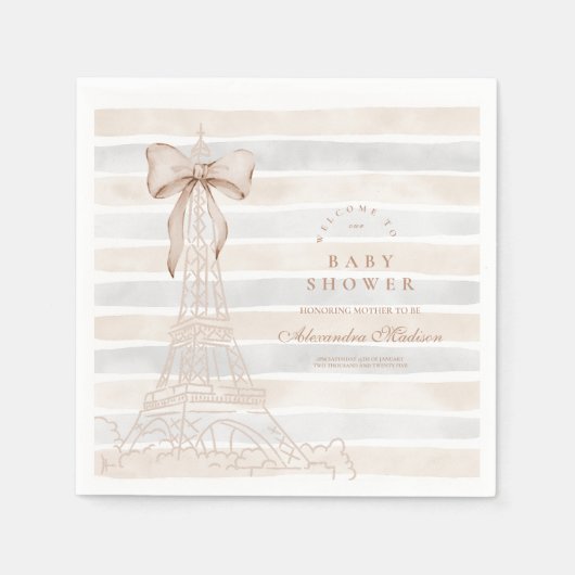 Beige Bow Bonjour Bebe Baby Dusche Serviette (Vorderseite)