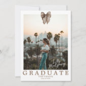 Beige Bow Coquette Foto Abschluss Ankündigung (Vorderseite)