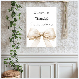 Beige Bow Creme Quinceanera Empfang Poster