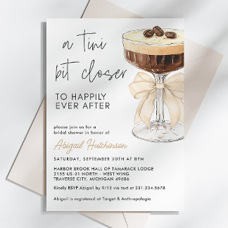 Beige Bow Espresso Martini Brautparty Einladung