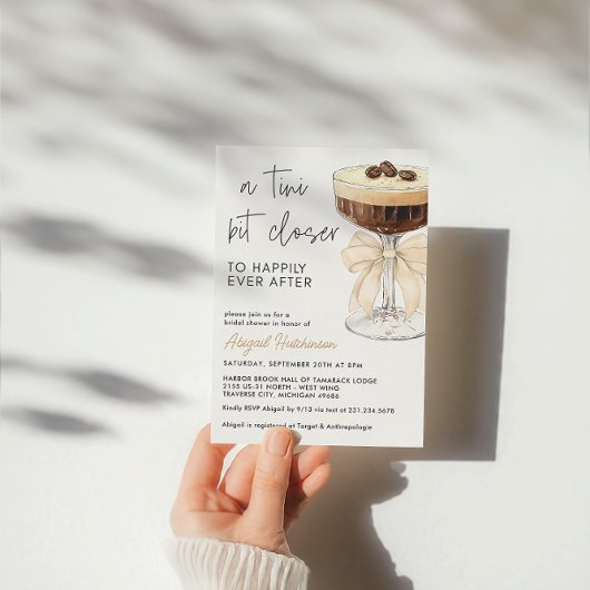 Beige Bow Espresso Martini Brautparty Einladung