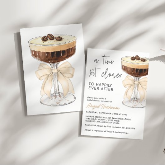 Beige Bow Espresso Martini Brautparty Einladung