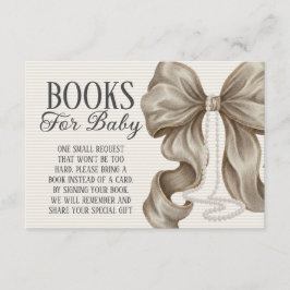 Beige Bow Girl Baby Shower Books For Baby Begleitkarte