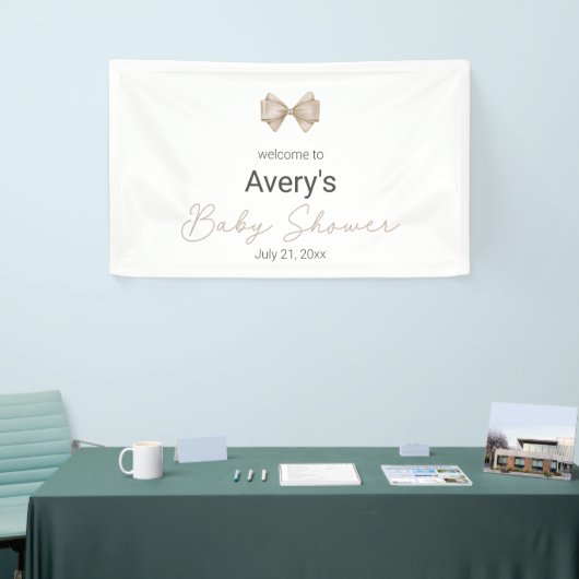 Beige Bow Modern Boho Babydusche Banner (Messeveranstaltung)
