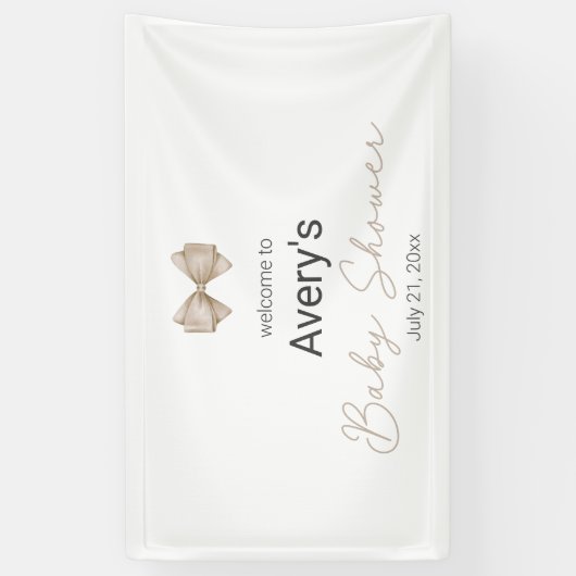 Beige Bow Modern Boho Babydusche Banner (Vertikal)