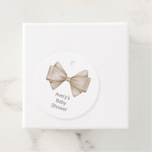 Beige Bow Modern Boho Babydusche Geschenkanhänger (Beispiel)