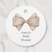 Beige Bow Modern Boho Babydusche Geschenkanhänger (Vorderseite)