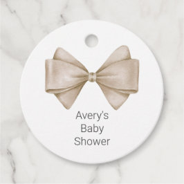 Beige Bow Modern Boho Babydusche Geschenkanhänger