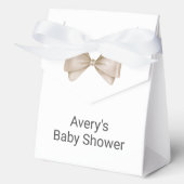 Beige Bow Modern Boho Babydusche Geschenkschachtel (Vorderseite)
