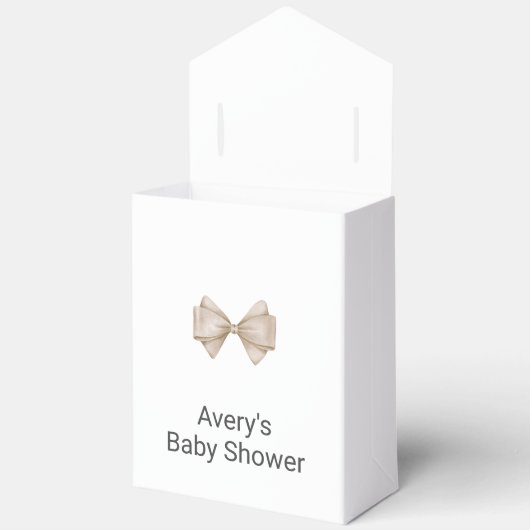 Beige Bow Modern Boho Babydusche Geschenkschachtel (Offen)
