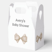Beige Bow Modern Boho Babydusche Geschenkschachtel (Geöffnet)