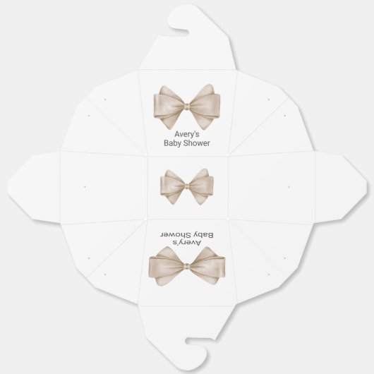 Beige Bow Modern Boho Babydusche Geschenkschachtel (Ungefaltet)