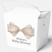 Beige Bow Modern Boho Babydusche Geschenkschachtel (Rückseite)