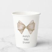 Beige Bow Modern Boho Babydusche Pappbecher (Rückseite)