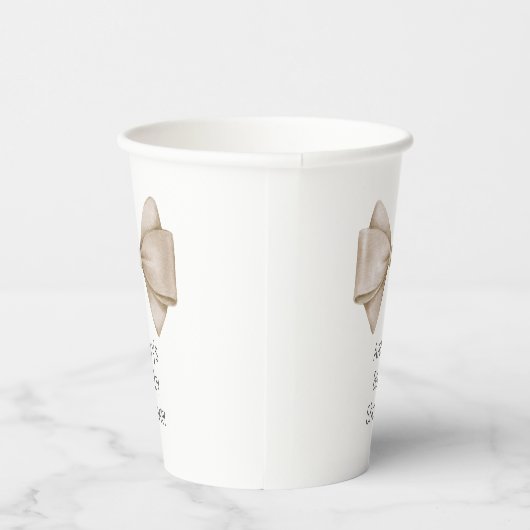 Beige Bow Modern Boho Babydusche Pappbecher (Rechts)