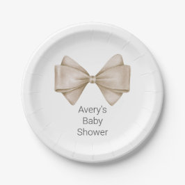 Beige Bow Modern Boho Babydusche Pappteller