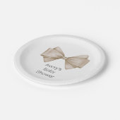 Beige Bow Modern Boho Babydusche Pappteller (Schrägansicht)