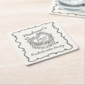 Beige Bow Retro Heart Coquette Cake Bachelorette Rechteckiger Pappuntersetzer (angewinkelt)