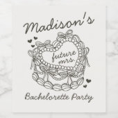 Beige Bow Retro Heart Coquette Cake Bachelorette Weinetikett (Einzelnes Label)