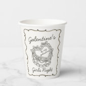 Beige Bow Retro Heart Coquette Cake Galentine Pappbecher (Vorderseite)