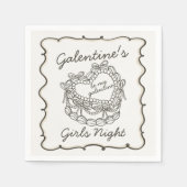 Beige Bow Retro Heart Coquette Cake Galentine Serviette (Vorderseite)