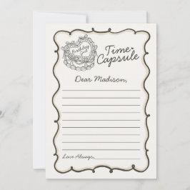 Beige Bow Retro Heart Coquette Cake Time Kapsel Einladung