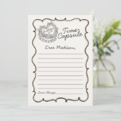 Beige Bow Retro Heart Coquette Cake Time Kapsel Einladung (Stehend Vorderseite)