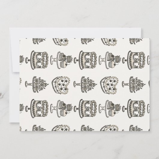 Beige Bow Retro Heart Coquette Cake Time Kapsel Einladung (Rückseite)