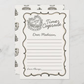 Beige Bow Retro Heart Coquette Cake Time Kapsel Einladung (Vorne/Hinten)