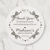 Beige Bow Retro Herz Coquette Brautparty Geschenkanhänger (Rückseite)