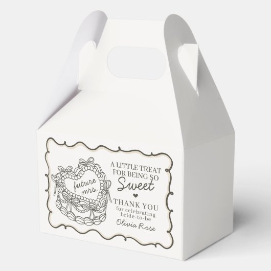 Beige Bow Retro Herz Coquette Brautparty Geschenkschachtel (Rückseite)