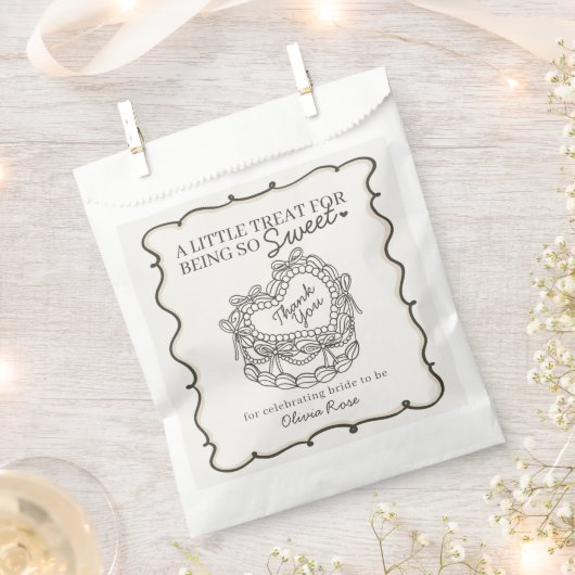 Beige Bow Retro Herz Coquette Brautparty Geschenktütchen (Ausgeschnitten)