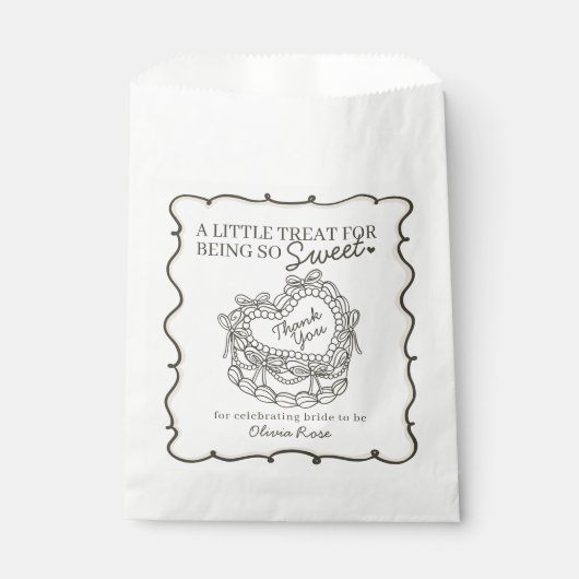 Beige Bow Retro Herz Coquette Brautparty Geschenktütchen (Vorderseite)