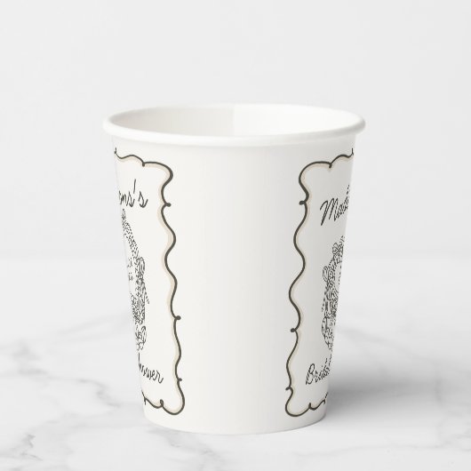 Beige Bow Retro Herz Coquette Brautparty Pappbecher (Links)