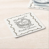 Beige Bow Retro Herz Coquette Brautparty Rechteckiger Pappuntersetzer (angewinkelt)