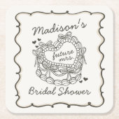 Beige Bow Retro Herz Coquette Brautparty Rechteckiger Pappuntersetzer (Vorderseite)