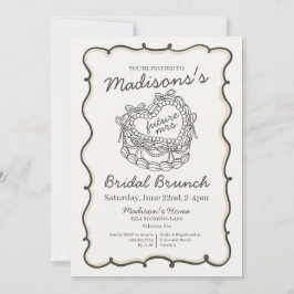 Beige Bow Retro Herz Coquette Cake Bridal Brunch Einladung