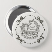 Beige Bow Retro Herz Coquette Cake Bridal Showe Button (Vorne & Hinten)