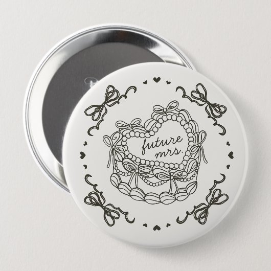 Beige Bow Retro Herz Coquette Cake Bridal Showe Button (Vorne & Hinten)