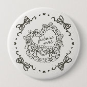Beige Bow Retro Herz Coquette Cake Bridal Showe Button (Vorderseite)